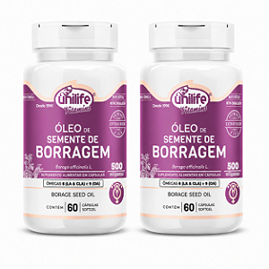 Kit 2 Óleo de Borragem 500mg Unilife 60 cápsulas
