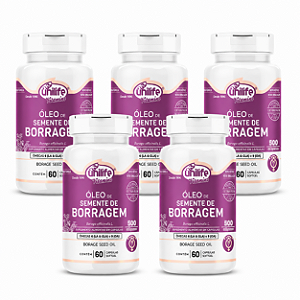 Kit 5 Óleo de Borragem 500mg Unilife 60 cápsulas
