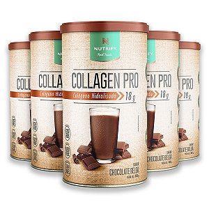 Kit 5 Collagen Colágeno Hidrolisado Nutrify Chocolate Belga 450g
