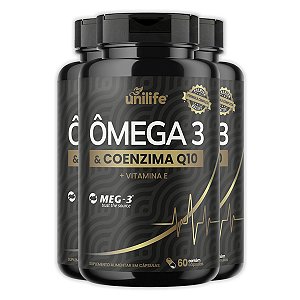Kit 3 Ômega 3 Com Coenzima Q10 Unilife 60 Cápsulas