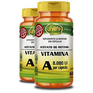 Kit 2 Vitamina A Retinol Unilife 60 Cápsulas