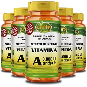 Kit 5 Vitamina A Retinol Unilife 60 Cápsulas