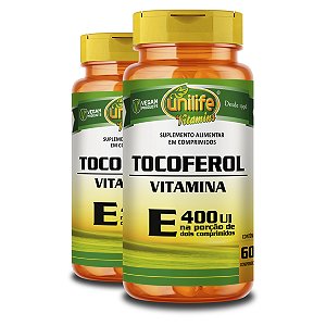 Kit 2 Vitamina E Tocoferol Unilife 60 Cápsulas
