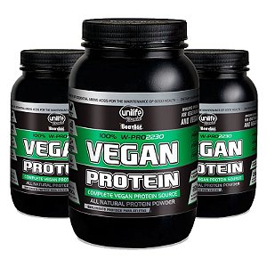 Kit 3 Vegan Protein 900g Proteína vegetal Unilife Morango