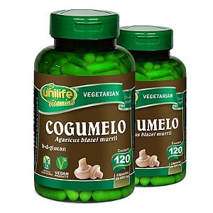 Kit 2 Cogumelo Agaricus Blazei 120 cápsulas Unilife