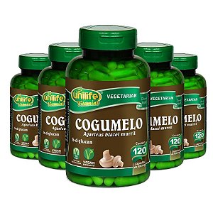 Kit 5 Cogumelo Agaricus Blazei 120 cápsulas Unilife