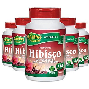 Kit 5 Hibisco com Gengibre 180 comprimidos Unilife