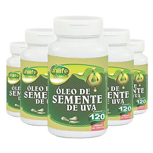 Kit 5 Óleo de Semente de Uva 1200mg 120 cápsulas Unilife