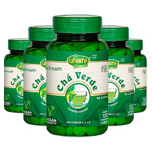 Kit 5 Chá verde com vitamina A, C e E 120 cápsulas Unilife