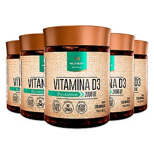 Kit 5 Vitamina D3 2000UI 120 Cápsulas Nutrify