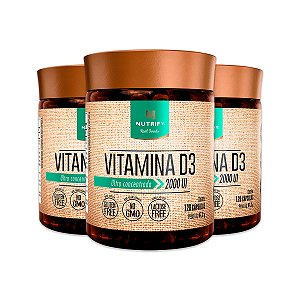 Kit 3 Vitamina D3 2000UI 120 Cápsulas Nutrify
