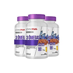 Kit 3 3 Ômegas Óleo de Peixe, Linhaça, Borragem e Vitamina E Clinicmais 60 cápsulas