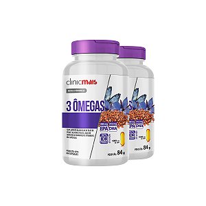 Kit 2 3 Ômegas Óleo de Peixe, Linhaça, Borragem e Vitamina E Clinicmais 60 cápsulas
