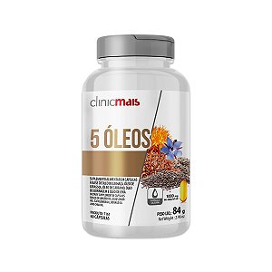 5 Óleos Linhaça, Girassol, Cártamo, Borragem e Chia Clinicmais 60 Cápsulas
