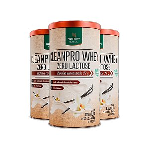 Kit 3 CleanPro Whey Baunilha Sem Lactose Nutrify 450g
