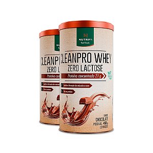 Kit 2 CleanPro Whey Chocolate Sem Lactose Nutrify 450g