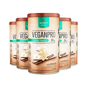 Kit 5 VeganPro Baunilha Proteína Vegetal 24g Nutrify 450g