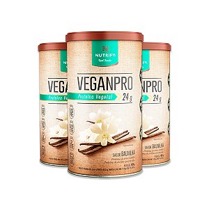 Kit 3 VeganPro Baunilha Proteína Vegetal 24g Nutrify 450g