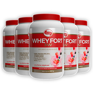 KIT 5 | Whey Fort 3W: Hidrolisado - Frutas Vermelhas Vitafor