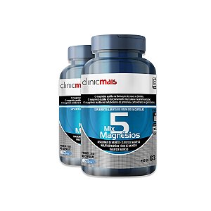 Kit 2 Mix 5 Magnésio ClinicMais 90 Cápsulas