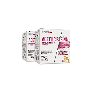 Kit 2 Acetilcisteína ClinicMais 16 Sachês Laranja