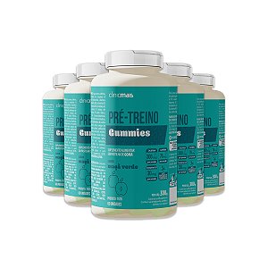 Kit 5 Pré Treino Gummies ClinicMais Maçã Verde 60 Gomas