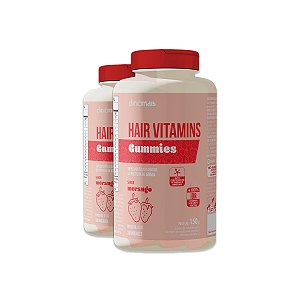 Kit 2 Hair Vitamins Gummies ClinicMais 30 Gomas Morango