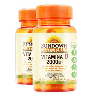 Vitamina D Sundown Naturals 2000 UI 200 Cápsulas Kit 02 Und