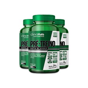 Kit 3 Pré Treino Beta Alanina ClinicMais 60 Cápsulas