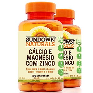 Kit 2 Cálcio Magnésio e Zinco Sundown 100 comprimidos