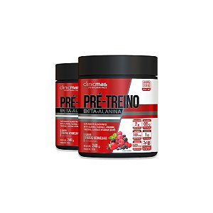 Kit 2 Pré Treino Beta Alanina ClinicMais Frutas Vermelhas 240g