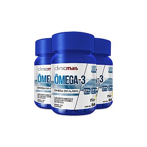 Kit 3 Ômega 3 Alaska ClinicMais 60 Cápsulas