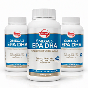KIT 3 | EPA DHA Ômega 3 Vitafor 240 Cápsulas