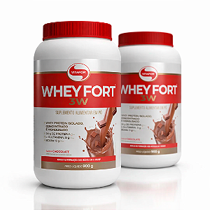 KIT 2 | Whey Fort 3W Chocolate Vitafor 900g