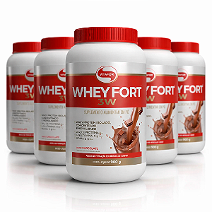 KIT 5 | Whey Fort 3W Chocolate Vitafor 900g