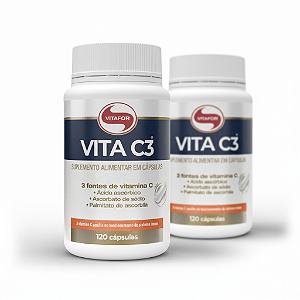 KIT 2 | VITA C3 Vitafor 3 Fontes de Vitamina C 120 Cápsulas