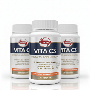 KIT 3 | VITA C3 Vitafor 3 Fontes de Vitamina C 120 Cápsulas