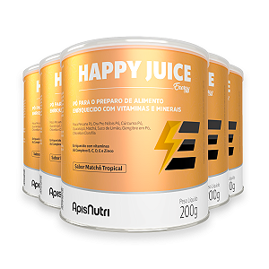 Kit 5 Happy Juice Energy Apisnutri Matchá Tropical 200g
