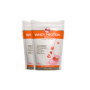 Kit 2 Whey Protein Vitafor 900g Concentrado Morango