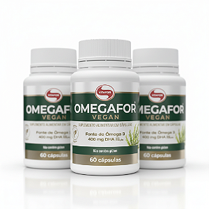 KIT 3 Omegafor Vegan Ômega 3 Vegano Vitafor 60 Cápsulas