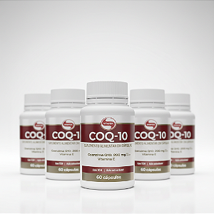 KIT 5 COQ-10 Coenzima Q10 200mg (Vitamina E) Vitafor 60Caps