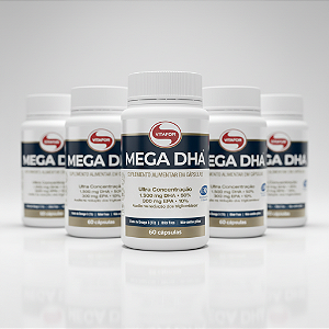 KIT 5 Mega DHA 1500mg Ômega 3 Vitafor 60 Cápsulas