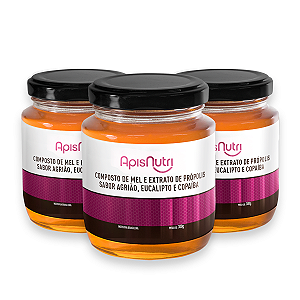 Kit 3 Composto de Mel Apisnutri Agrião, Eucalipto e Copaíba 300g