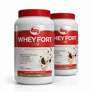 KIT 2 | Whey Fort 3W Cookies & Cream Vitafor 900g