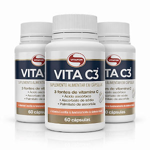 KIT 3 | VITA C3 Vitafor 3 Fontes de Vitamina C 60 Cápsulas