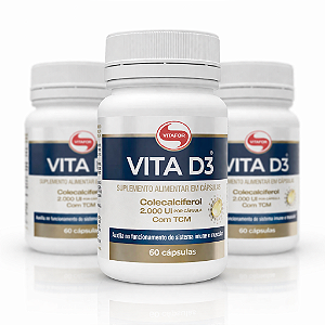 KIT 3 VITA D3 Vitafor Colecalciferol 2.000ui com TCM 60Caps