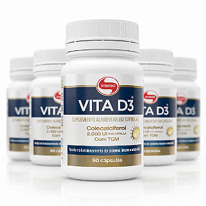 KIT 5 VITA D3 Vitafor Colecalciferol 2.000ui com TCM 60Caps