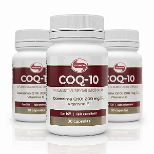 KIT 3 COQ-10 Vitafor Coenzima Q10 200mg e Vitamina E 30Caps