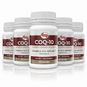 KIT 5 COQ-10 Vitafor Coenzima Q10 200mg e Vitamina E 30Caps