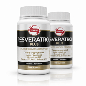 KIT 2 Resveratrol Plus Vitafor B3 B12 Biotina e Zinco 60Caps